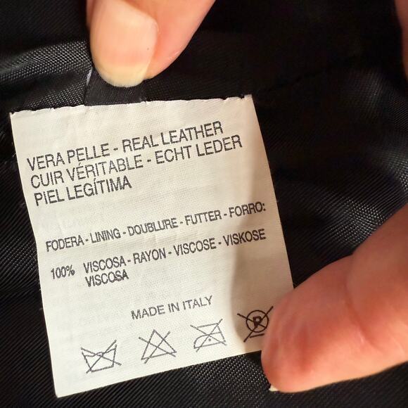 Vintage Barneys New York Black Leather Pencil Skirt SZ 44 Made in Italy Lined - Picture 5 of 8